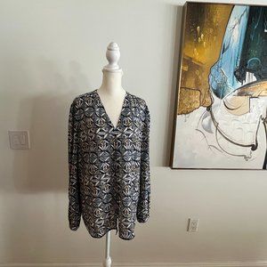 Tory Burch Silk Blend Print Top XL